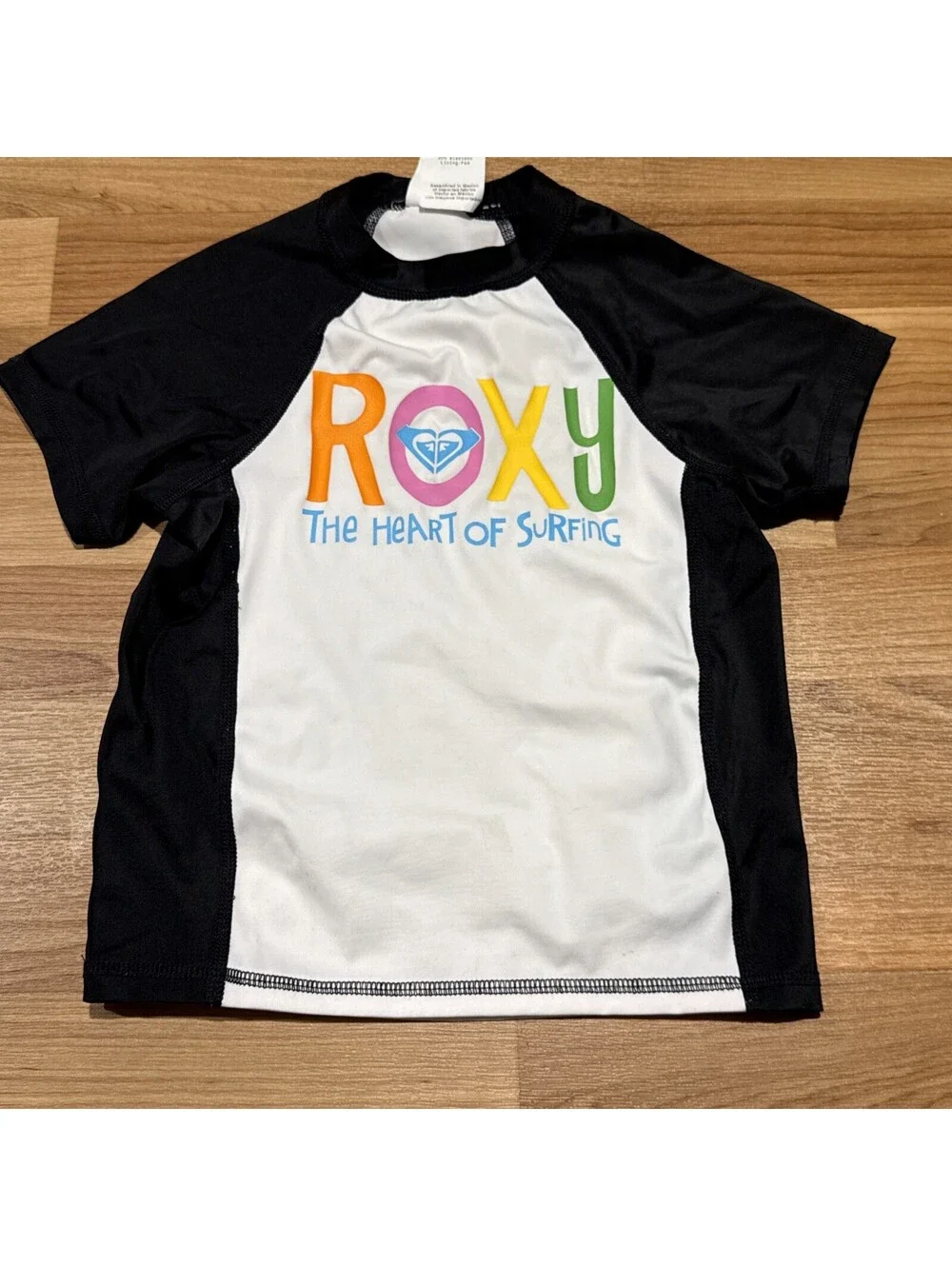 Vintage Roxy Girls Short Sleeve Rash Guard Swim Shirt Logo Size M